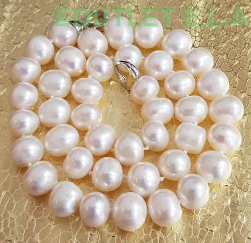 GENUINE 10-11mm FRESHWATER PEARL NECKLACE 47cm+FREE STUDS